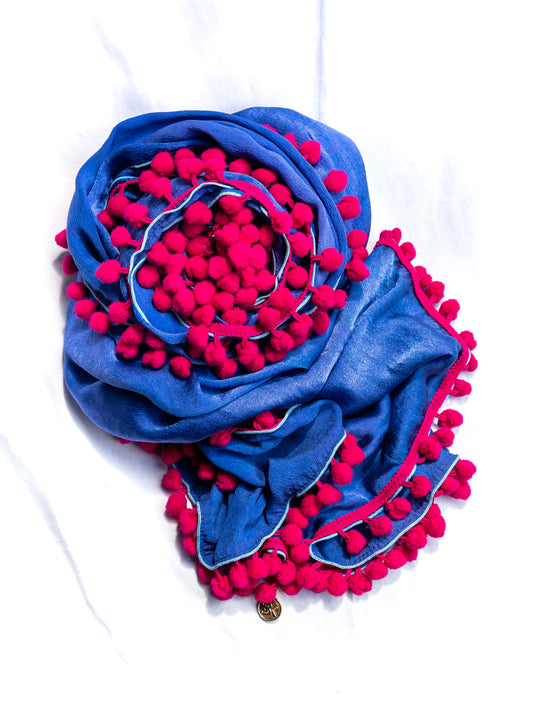 Blue Satin SIlk Scarf